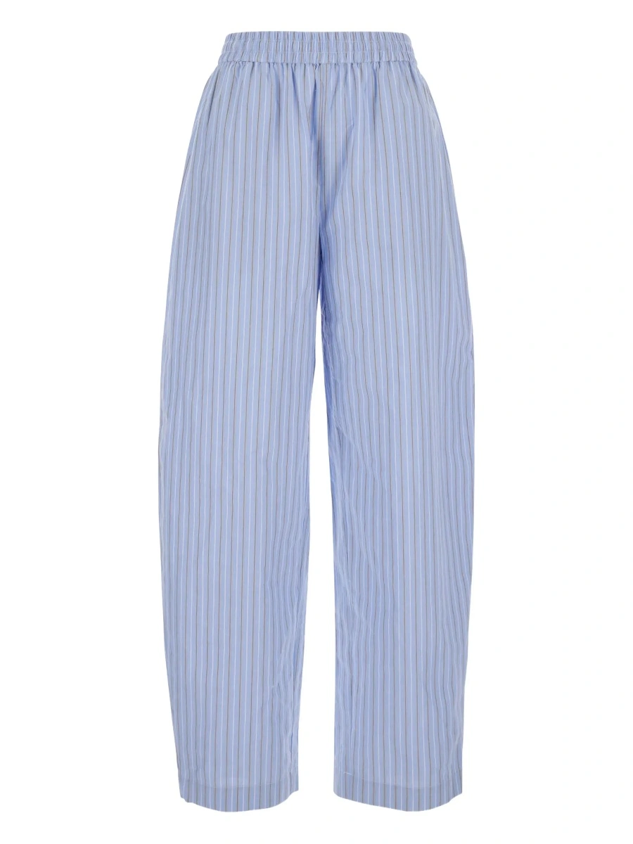 Pantaloni ROTATE Birger Christensen albastri din poplin de bumbac - Img 6