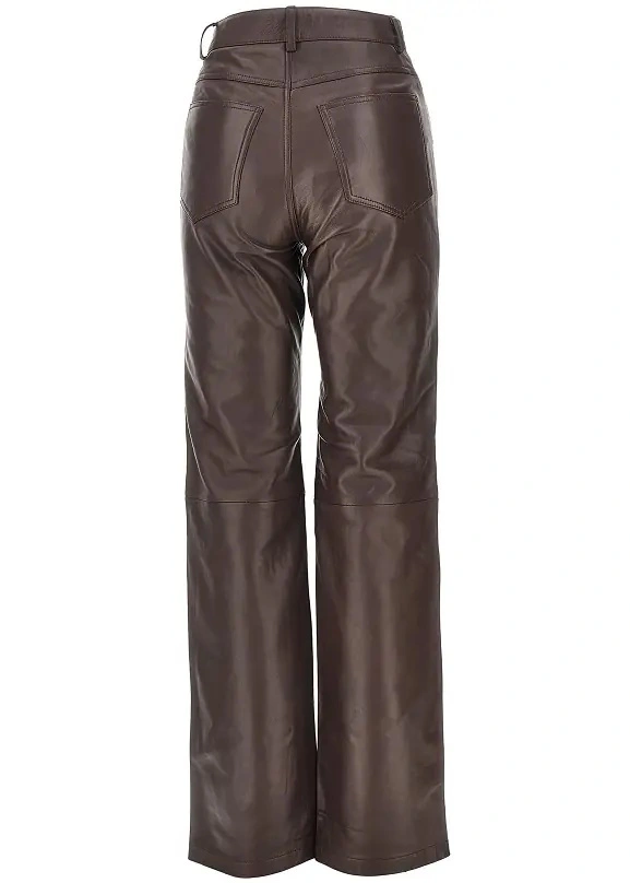 Pantaloni ROTATE Birger Christensen maro din piele - Img 3