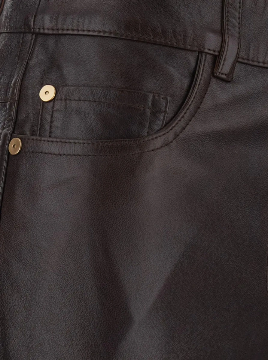 Pantaloni 'S MAXMARA maro din piele - Img 3