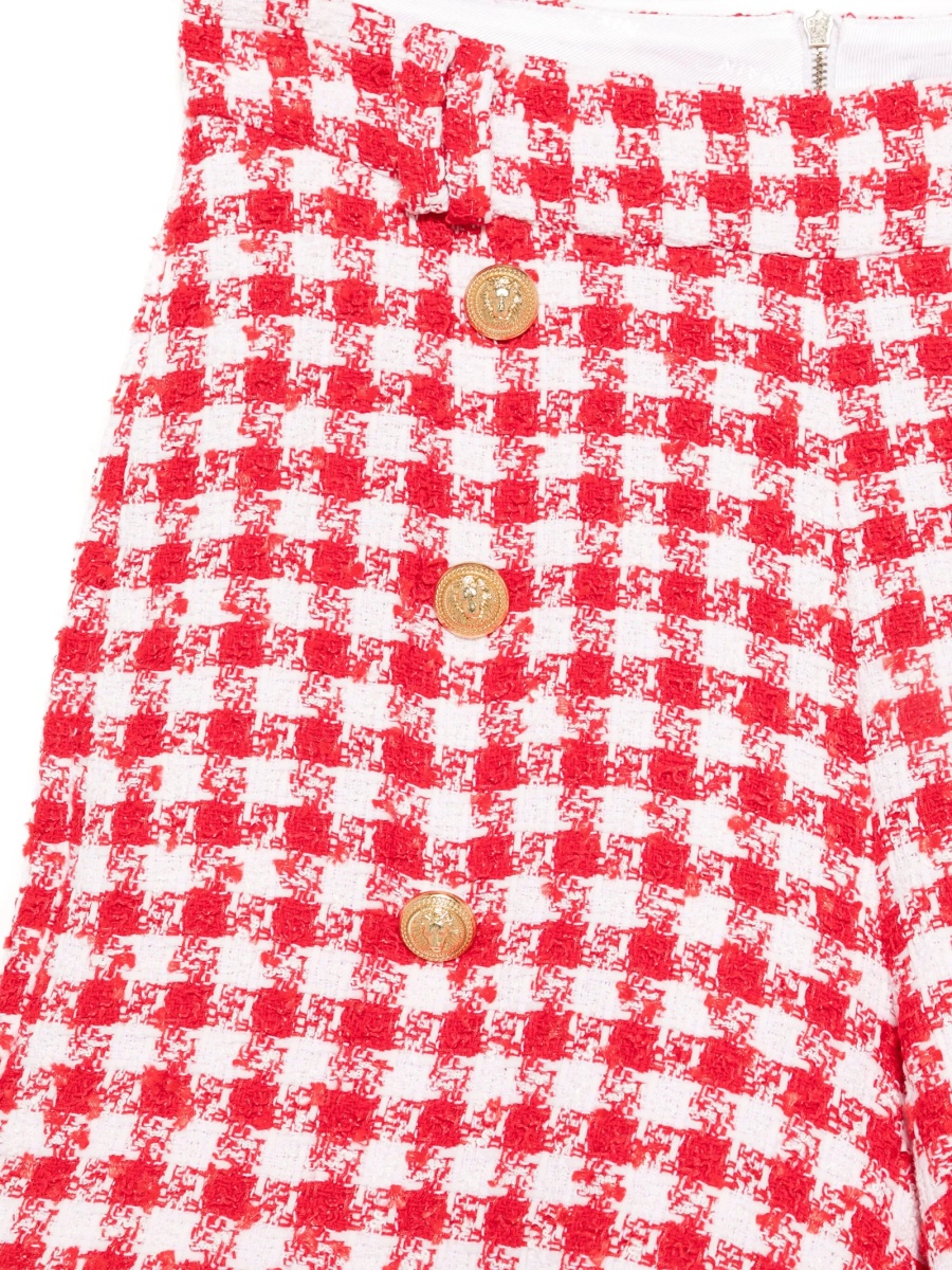Pantaloni scurti Balmain albi din bumbac si fibre - Img 3