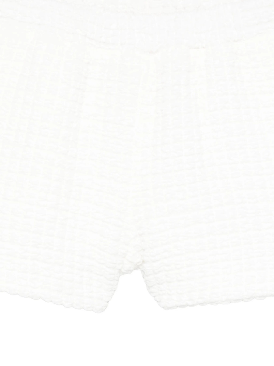 Pantaloni scurti Dou-Uod albi din vascoza si elastan - Img 3