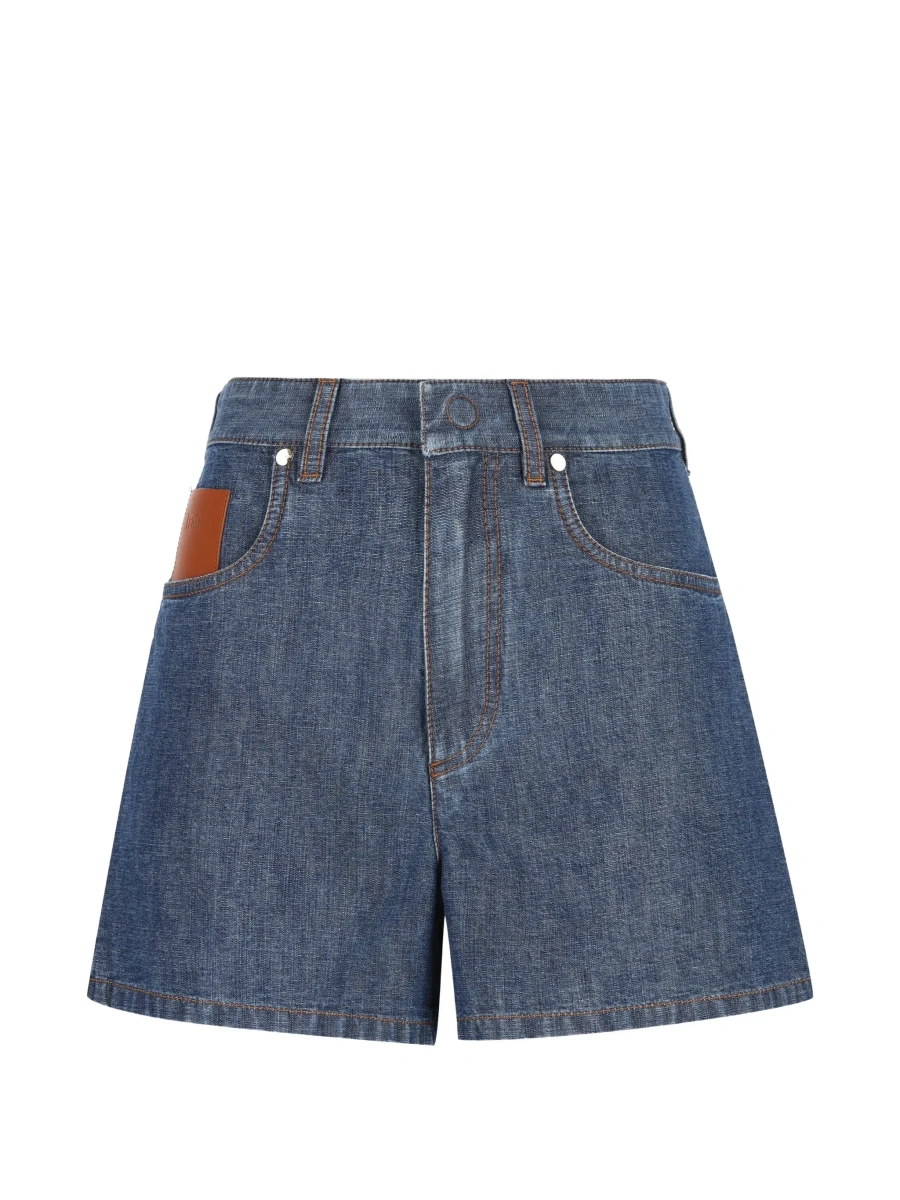 Pantaloni scurti Fendi albastri din denim - Img 7