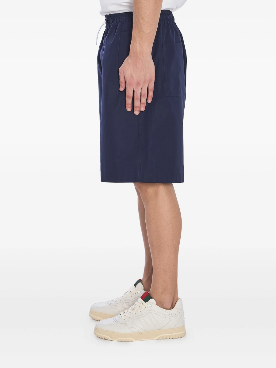 Pantaloni scurti Gucci albastri din poliuretan si bumbac - Img 3