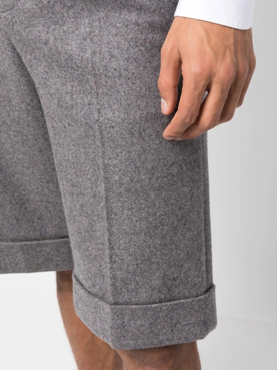Pantaloni scurti Gucci gri din lana si casmir - Img 5