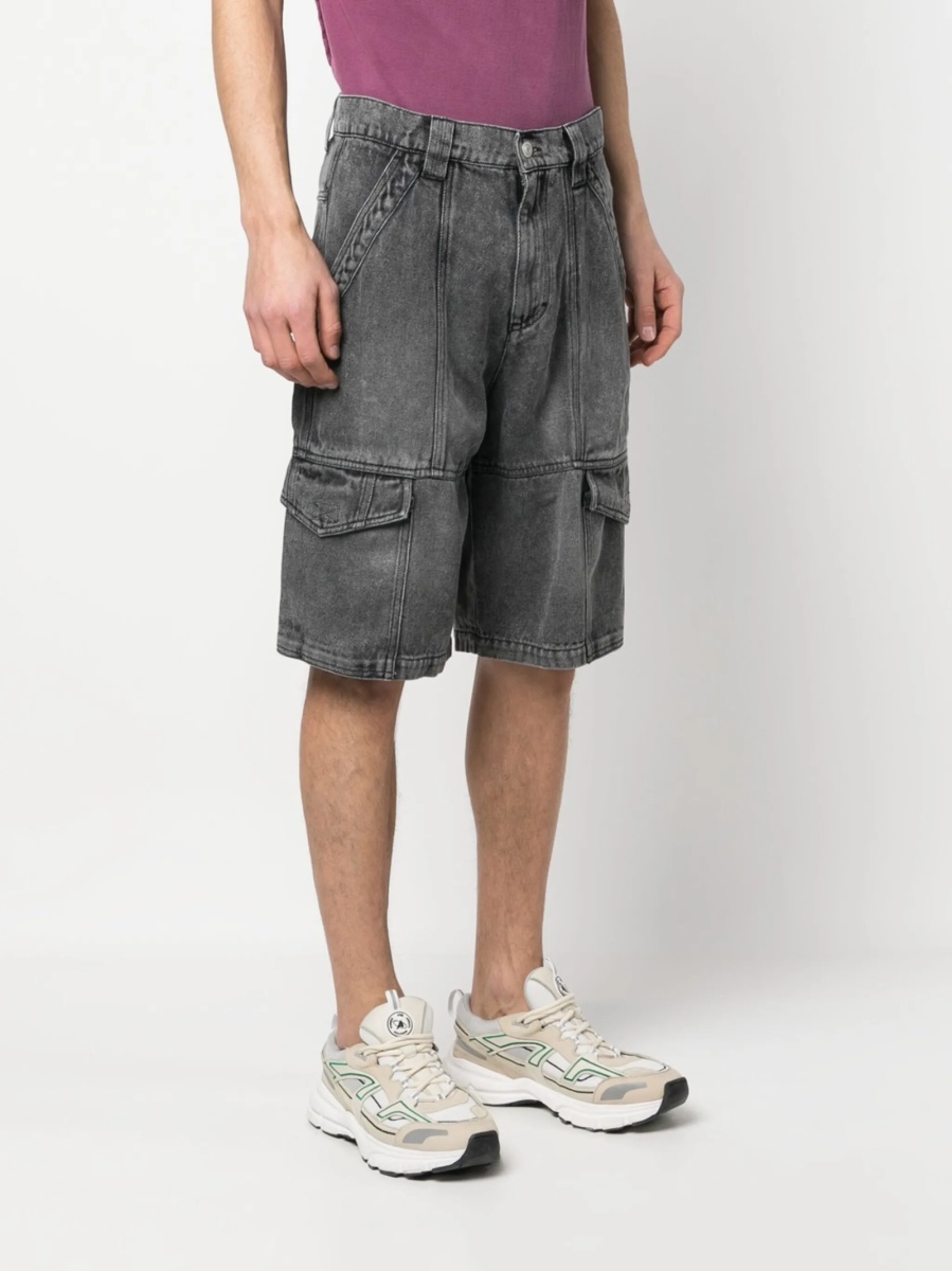 Pantaloni scurti Isabel Marant gri din tencel - Img 3