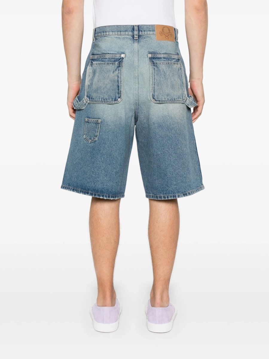 Pantaloni scurti Moschino albastri din bumbac - Img 4