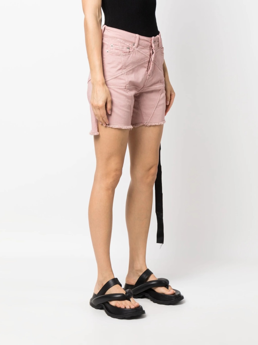 Pantaloni scurti Rick Owens roz din cauciuc si polyester - Img 3