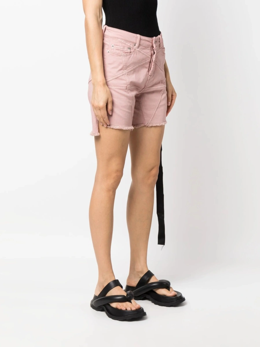 Pantaloni scurti Rick Owens roz din cauciuc si polyester - Img 3