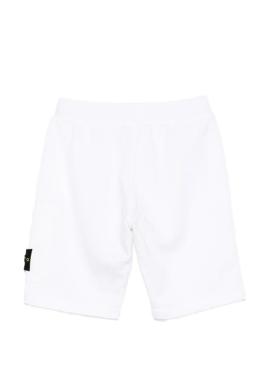 Pantaloni scurti Stone Island albi din bumbac - Img 4