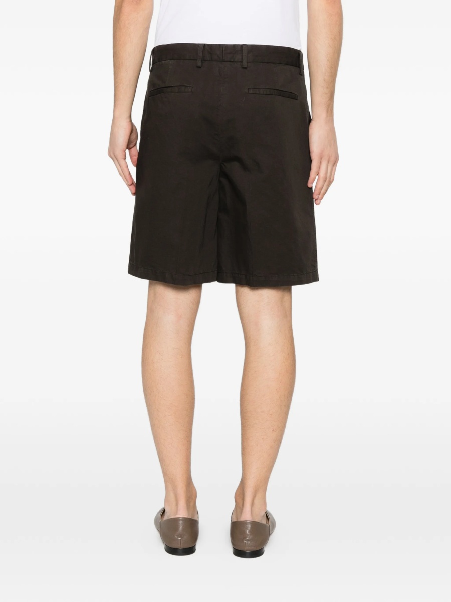 Pantaloni scurti ZEGNA maro din bumbac si in - Img 4