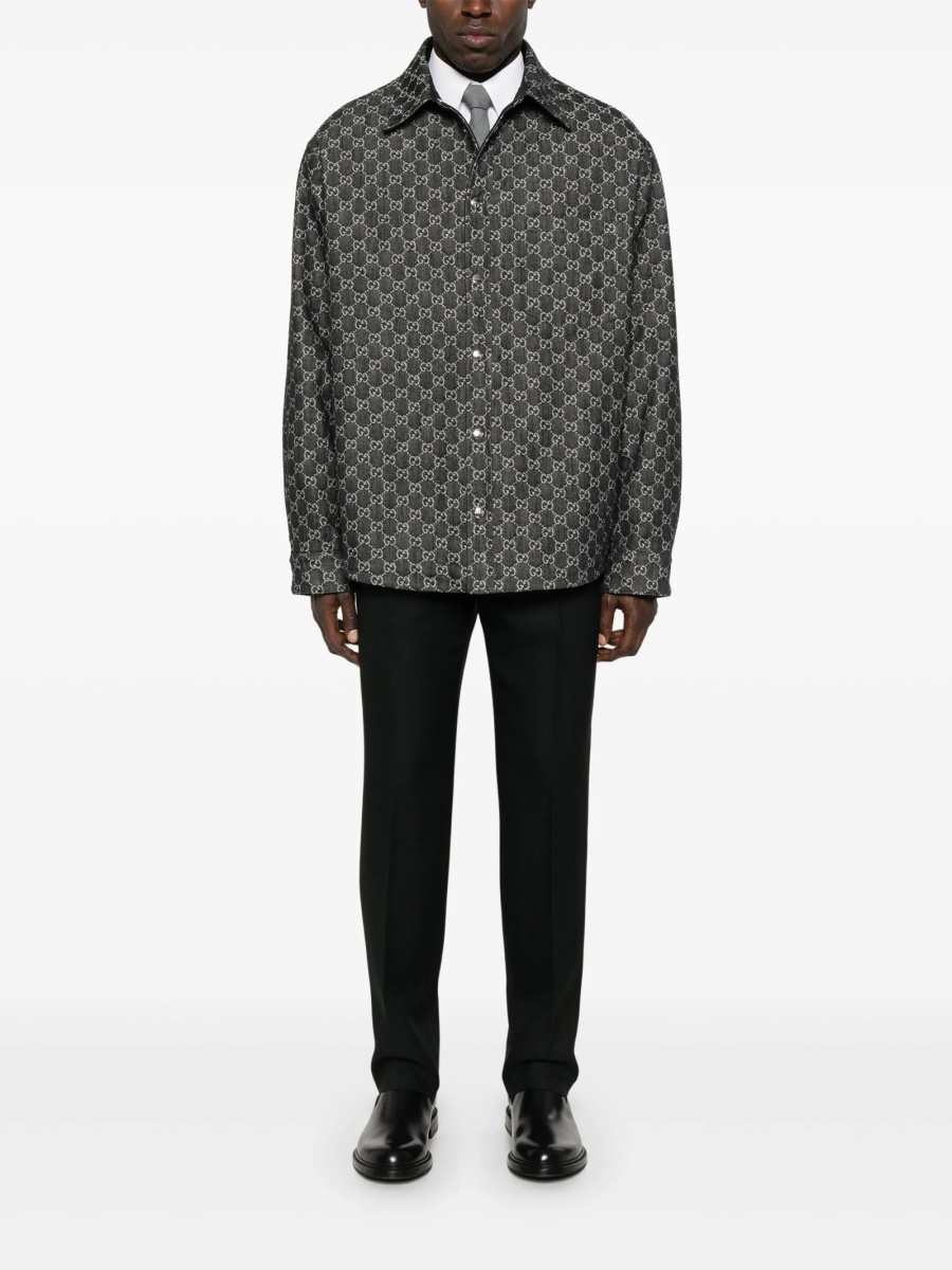 Pantaloni slim fit Gucci negri din polyester - Img 2