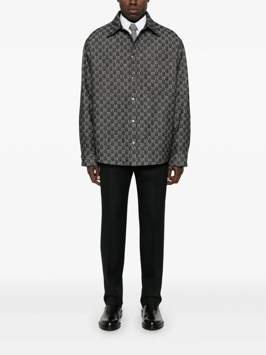 Pantaloni slim fit Gucci negri din polyester - Img 2