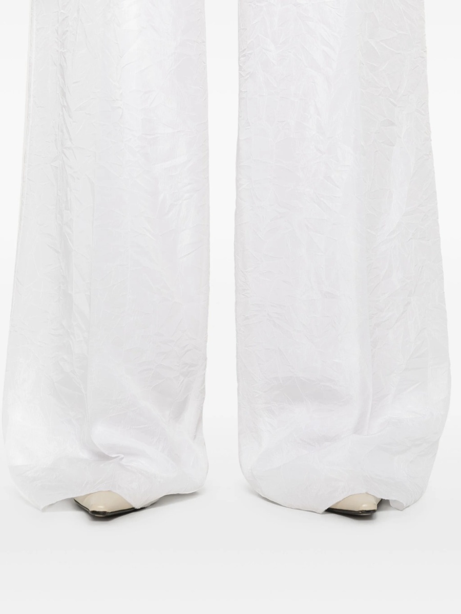 Pantaloni talie inalta Max Mara albi din acetat - Img 5
