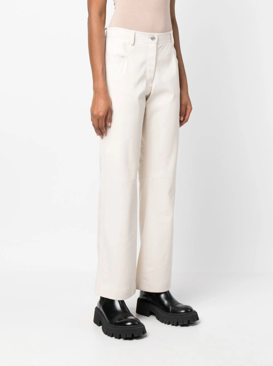 Pantaloni talie inalta MSGM neutri din polyester - Img 3
