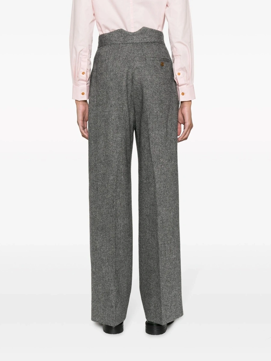 Pantaloni talie inalta Vivienne Westwood negri din lana si elastan - Img 4