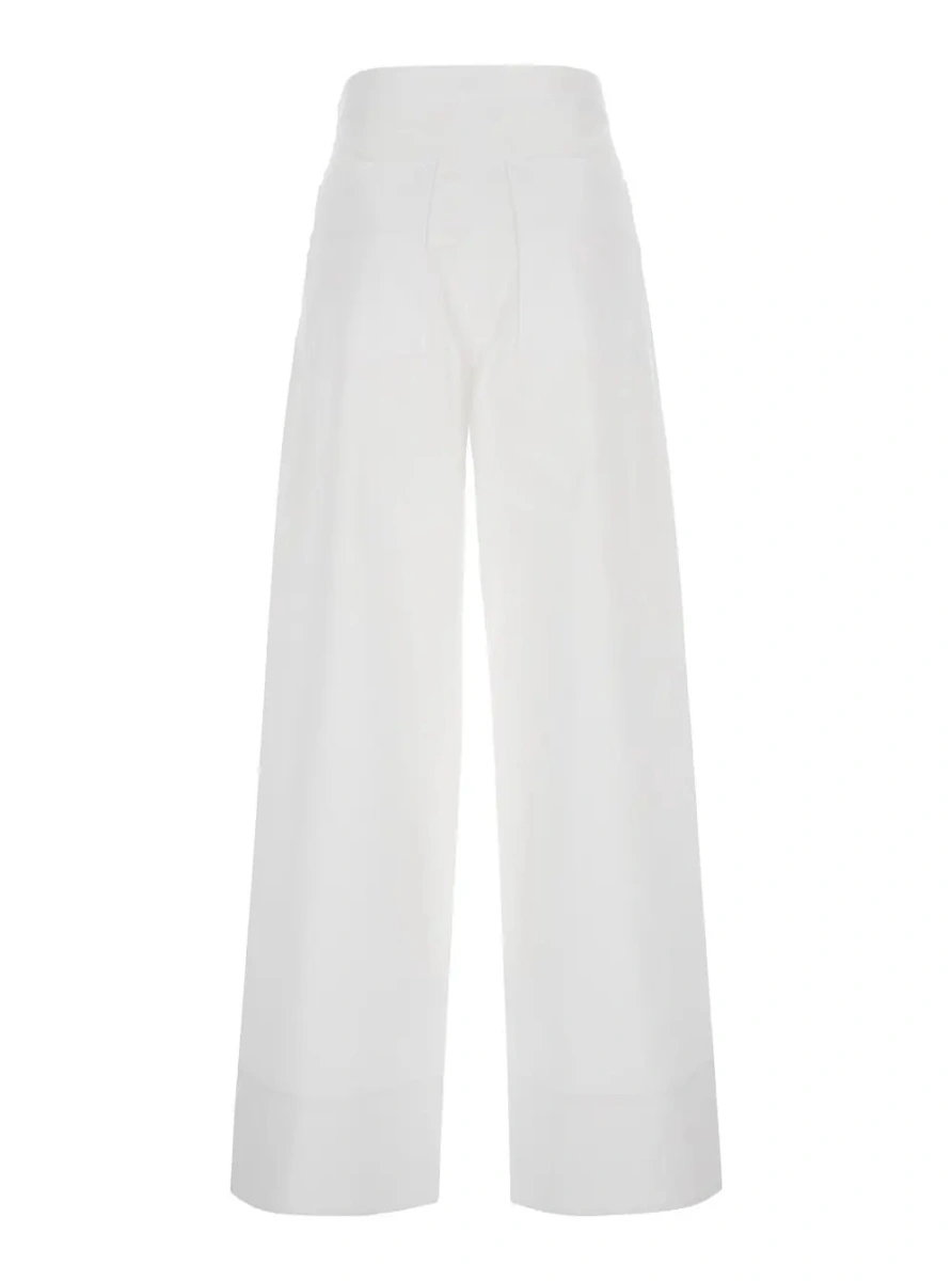 Pantaloni TOTEME albi din bumbac - Img 2