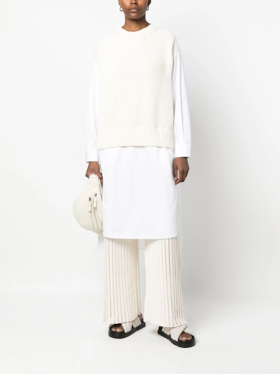 Pantaloni tricotati Fabiana Filippi albi din bumbac si nylon - Img 2