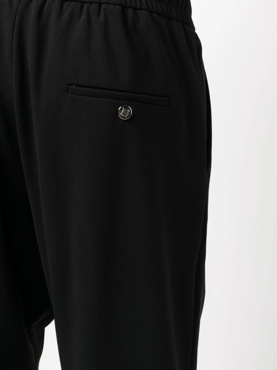Pantaloni tur lasat Balmain negri din elastan si poliamida - Img 5