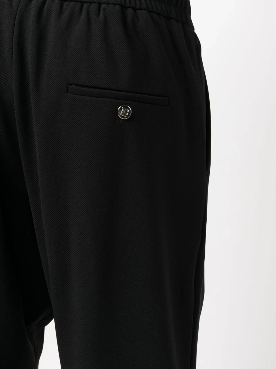 Pantaloni tur lasat Balmain negri din elastan si poliamida - Img 5