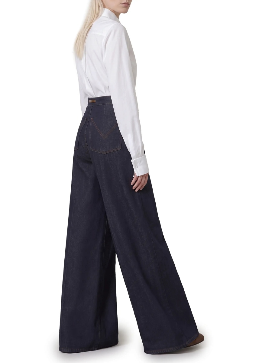 Pantaloni Wide Leg Denim-Effect Quatto Trousers - Img 2