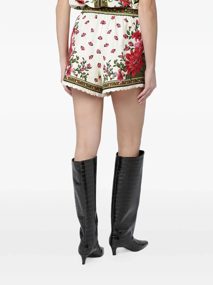 Pantaloni 'Wonder' Multicolor Shorts with Drawstring Elastic Waist and All-Over Floral Print in Linen Blend Woman - Img 6