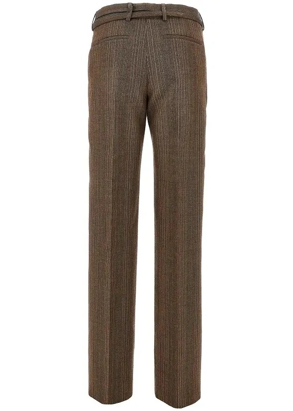 Pantaloni Wool straight pants with belt - Img 3