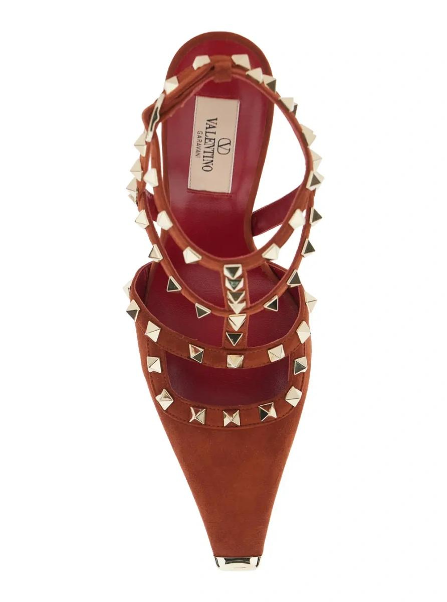 Pantofi ANKLE STRAP | ROCKSTUD | T. 100 | CAMOSCIO/PLATINUM STUDS/PLATINUM TIP - Img 4