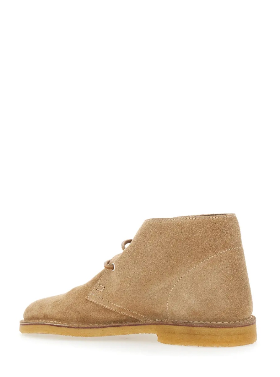 Pantofi Beige Oxford Shoes with Logo Patch on the Side in Suede for Men - Img 3