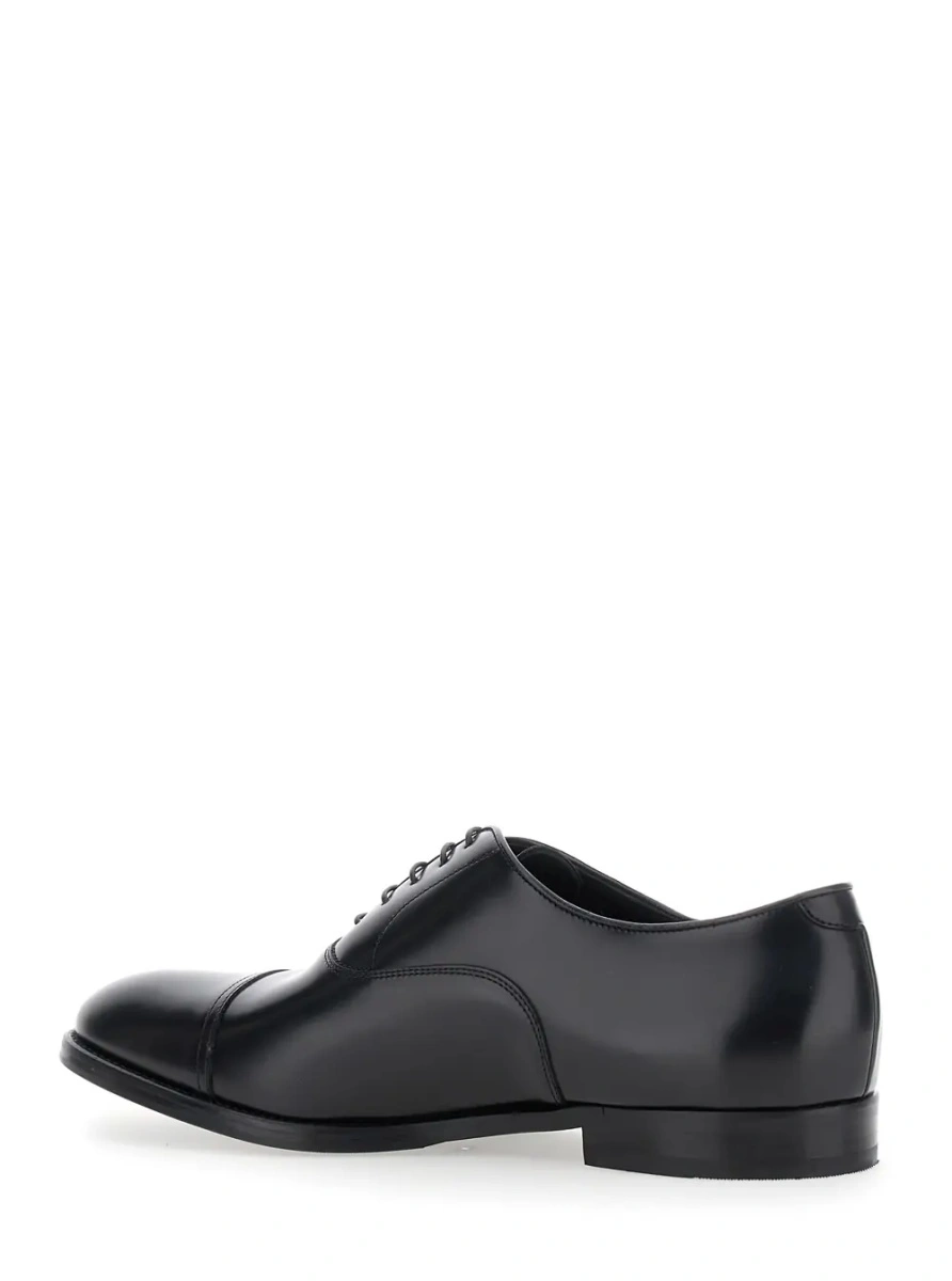Pantofi Black Smooth Leather Five-Hole Oxford Shoes for Men - Img 3