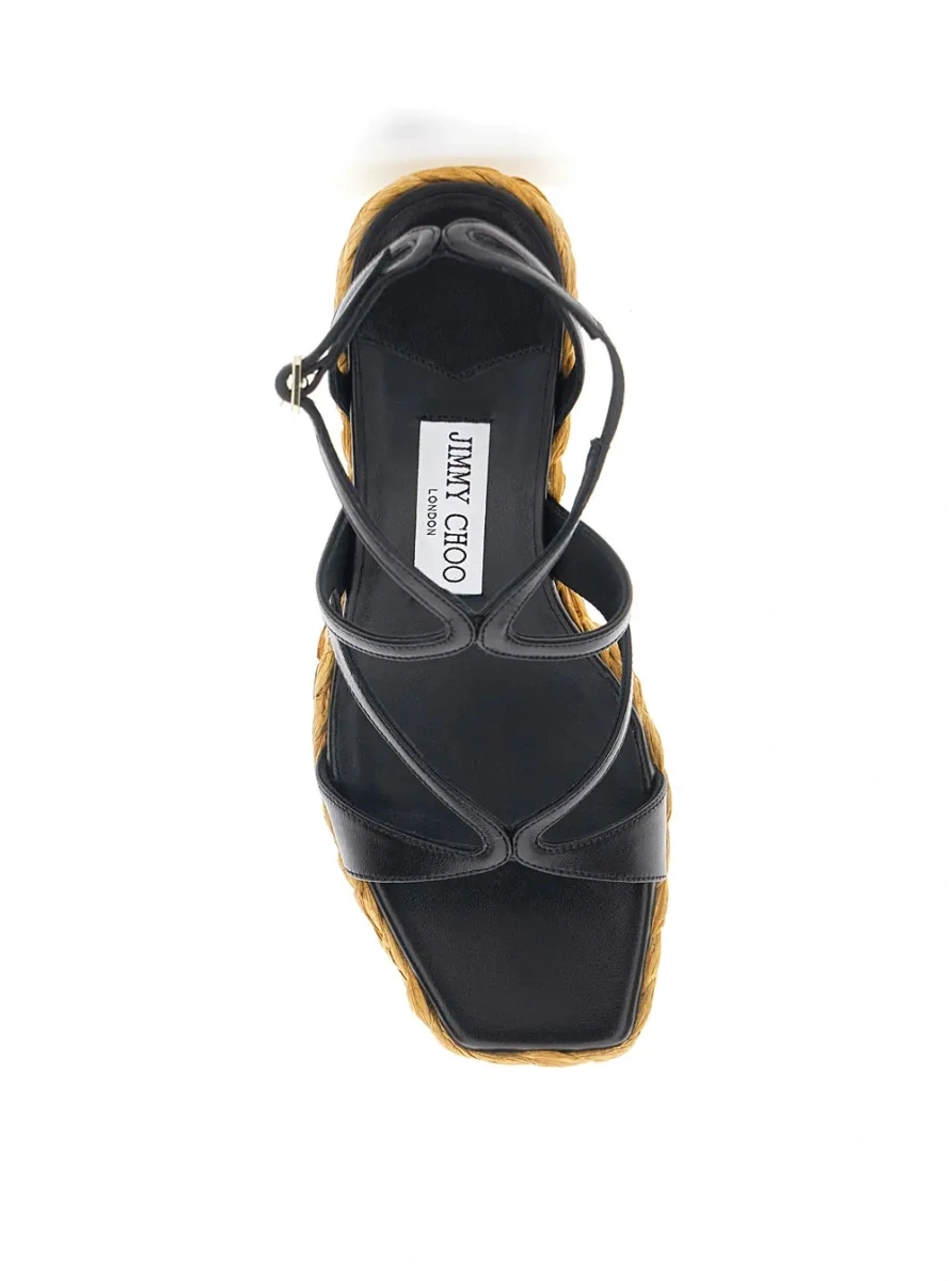 Pantofi cu platforma Jimmy Choo negri din piele si material textil - Img 5