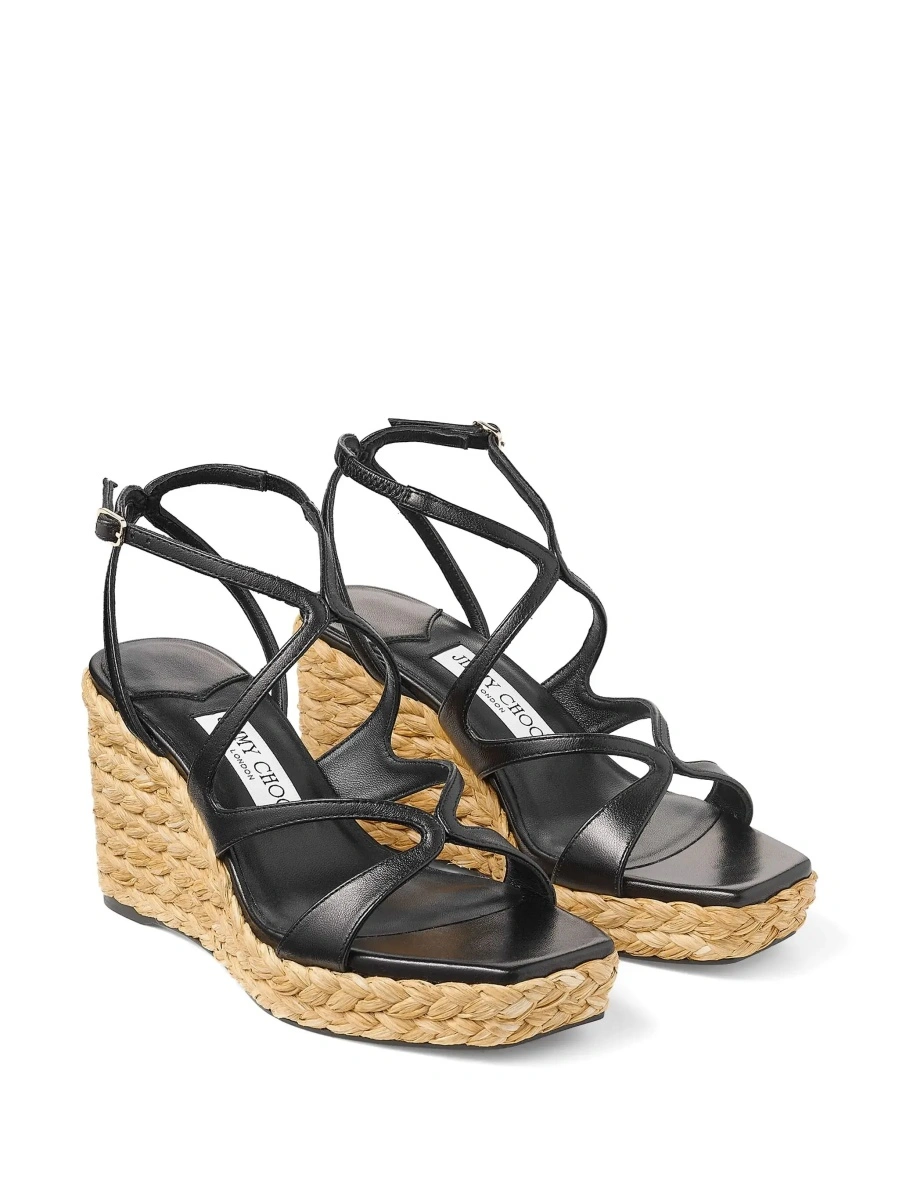 Pantofi cu platforma Jimmy Choo negri din piele si material textil - Img 6