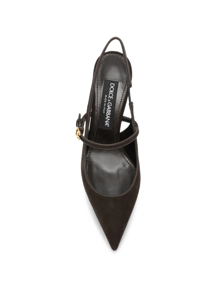 Pantofi cu toc Dolce &amp; Gabbana maro din piele intoarsa - Img 7