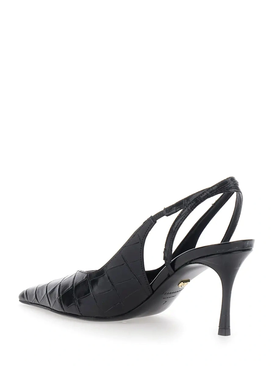 Pantofi cu toc Ferragamo negri din piele 'Dafne' - Img 2