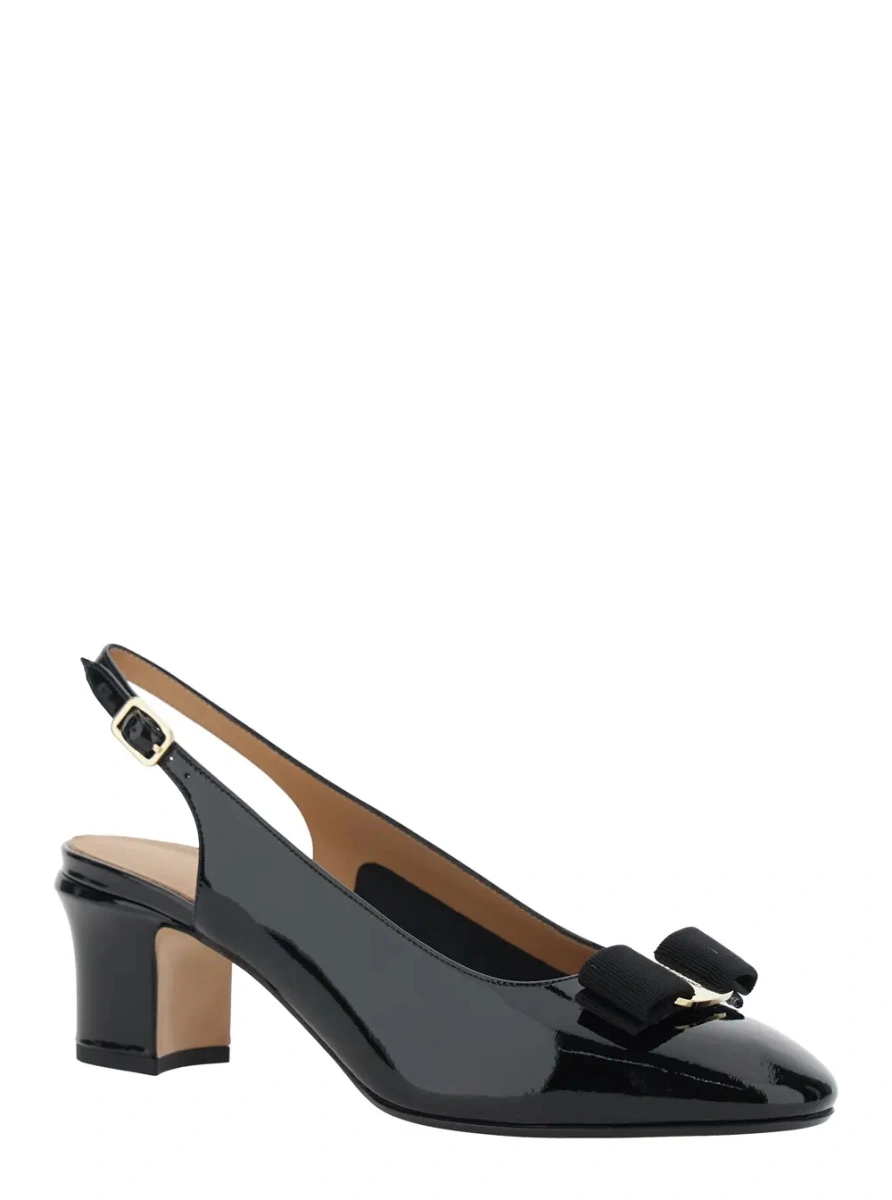 Pantofi cu toc Ferragamo negri din piele 'Vetty' - Img 2