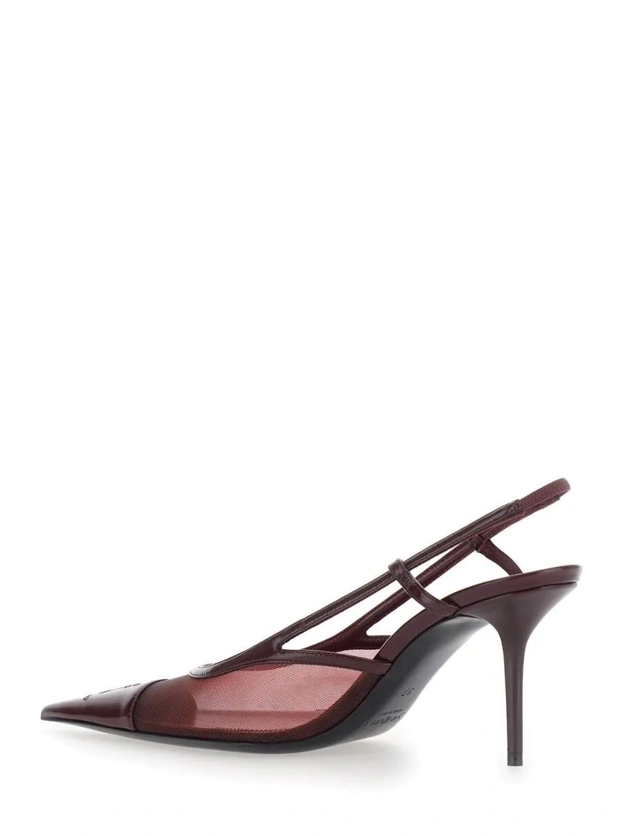 Pantofi cu toc Saint Laurent mov din piele - Img 3