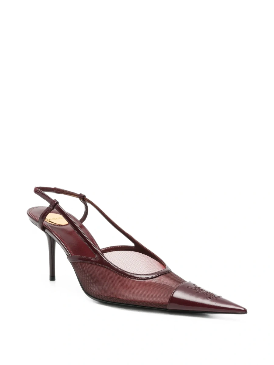 Pantofi cu toc Saint Laurent mov din piele - Img 5