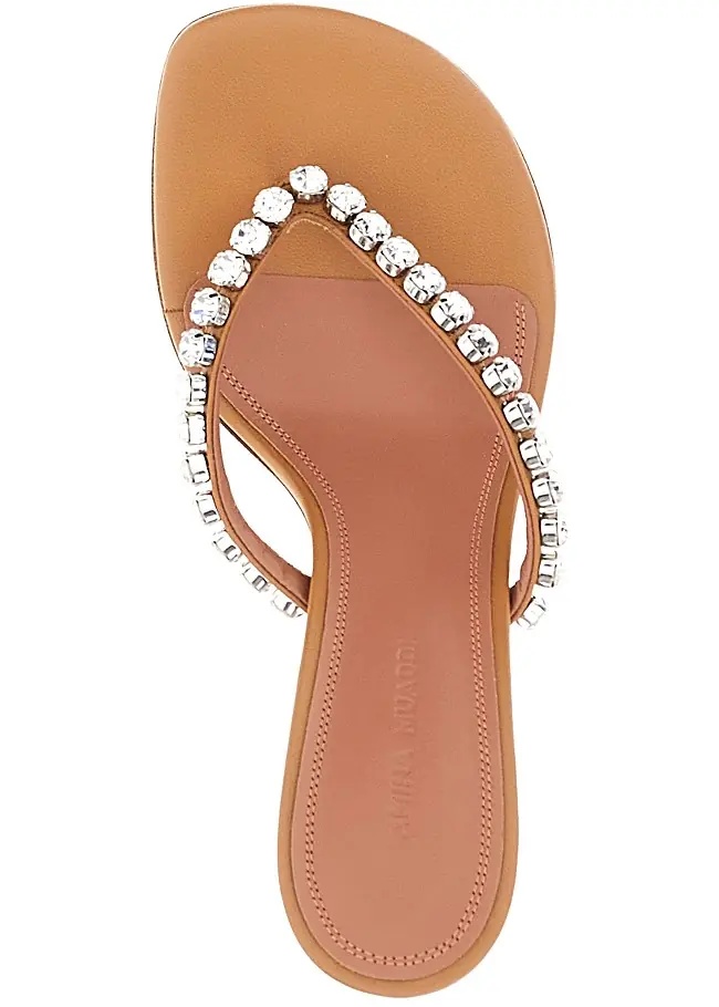 Pantofi 'Gigi' nappa leather heeled thongs - Img 4