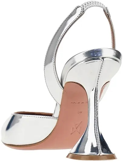 Pantofi 'Holli' metallized leather slingback pumps - Img 3