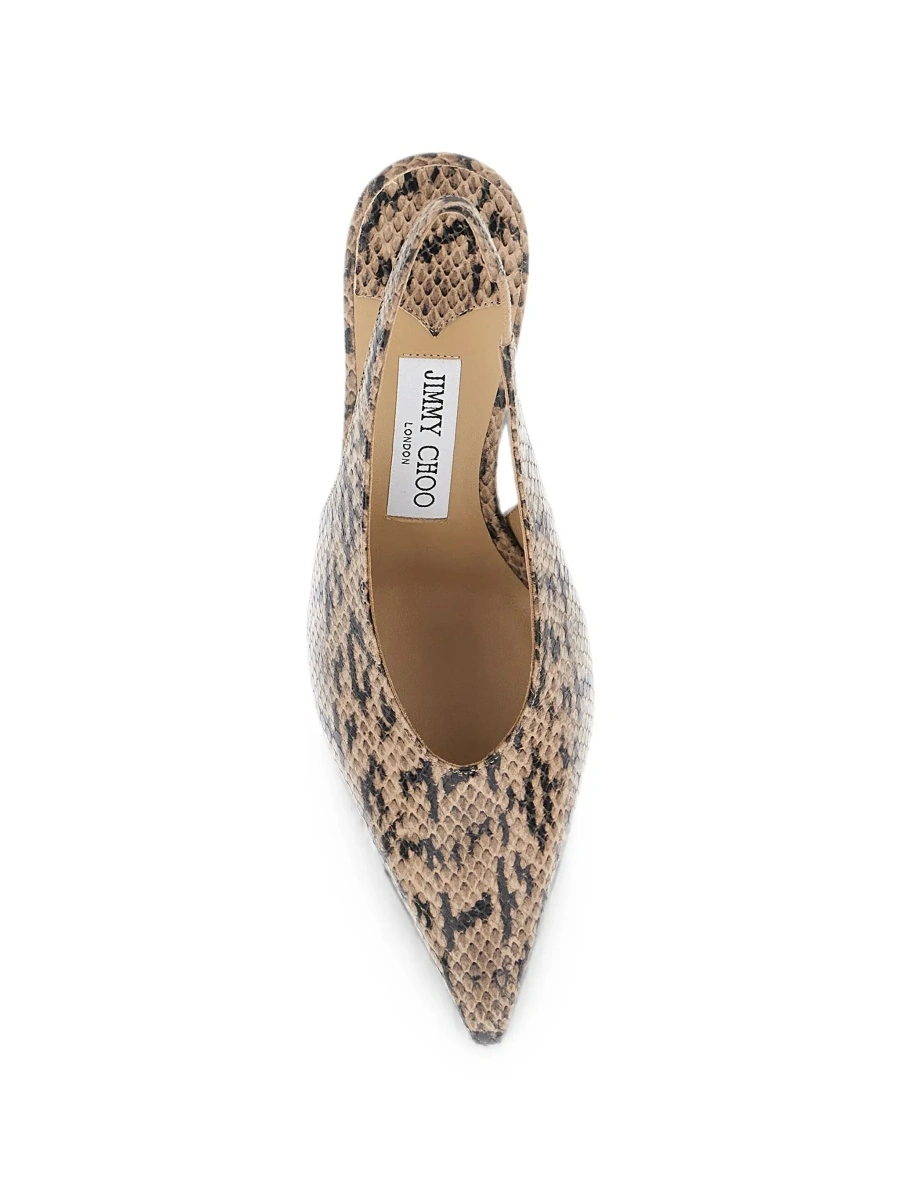 Pantofi 'Isa' Beige Beige Slingback Pumps with Snakeskin Print Effect in Leather for Women - Img 6