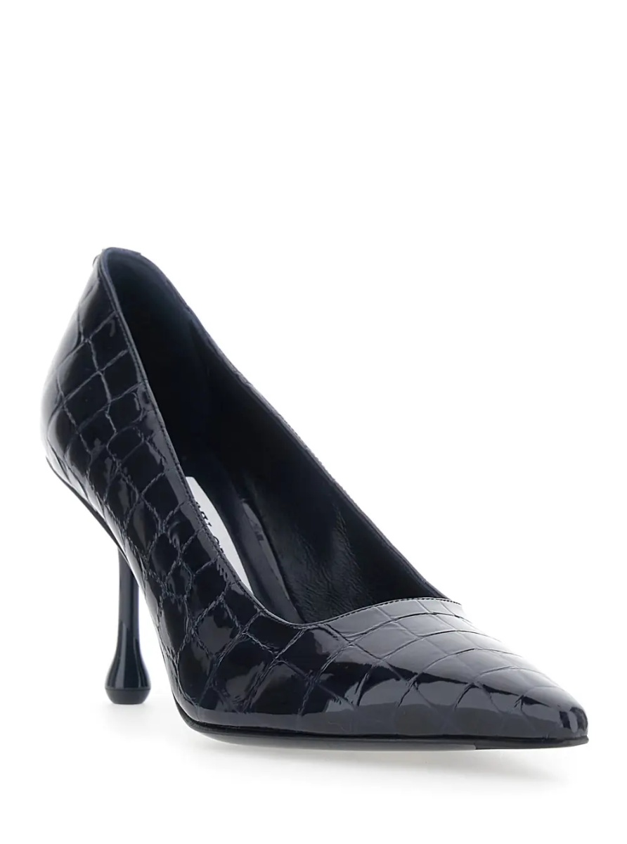 Pantofi 'Ixia' blue Pumps with pointed design in crocodile-effect leather for women - Img 2