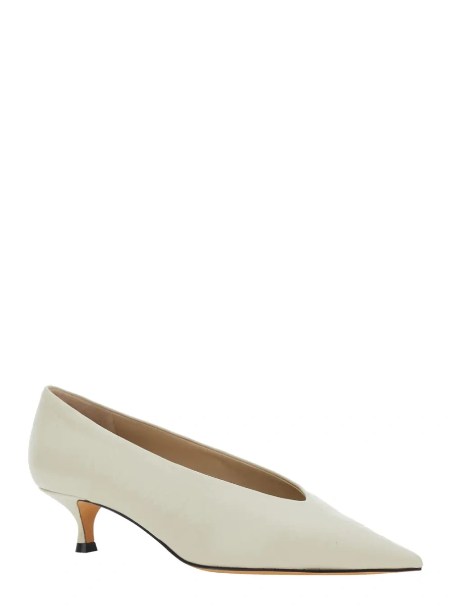 Pantofi LE MONDE BERYL Babuche kitten heel women's white fabric décolleté - Img 2