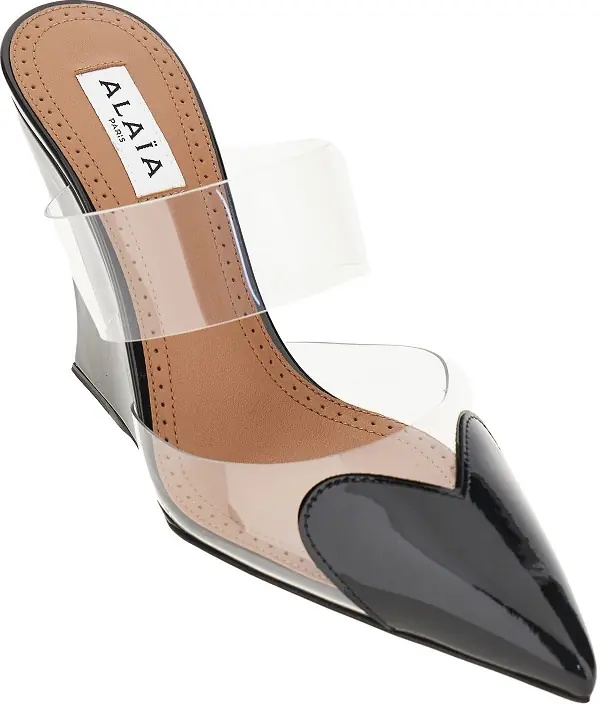 Pantofi PVC and leather 'Le Coeur' wedge mules - Img 2