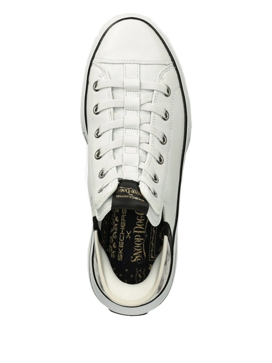 Pantofi slip-on SKECHERS albi din piele si material textil - Img 3