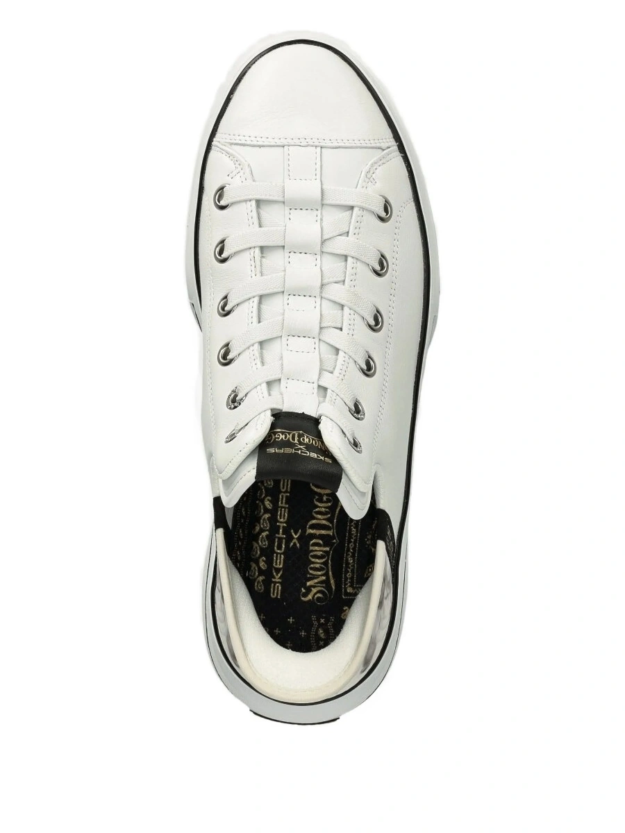 Pantofi slip-on SKECHERS albi din piele si material textil - Img 3