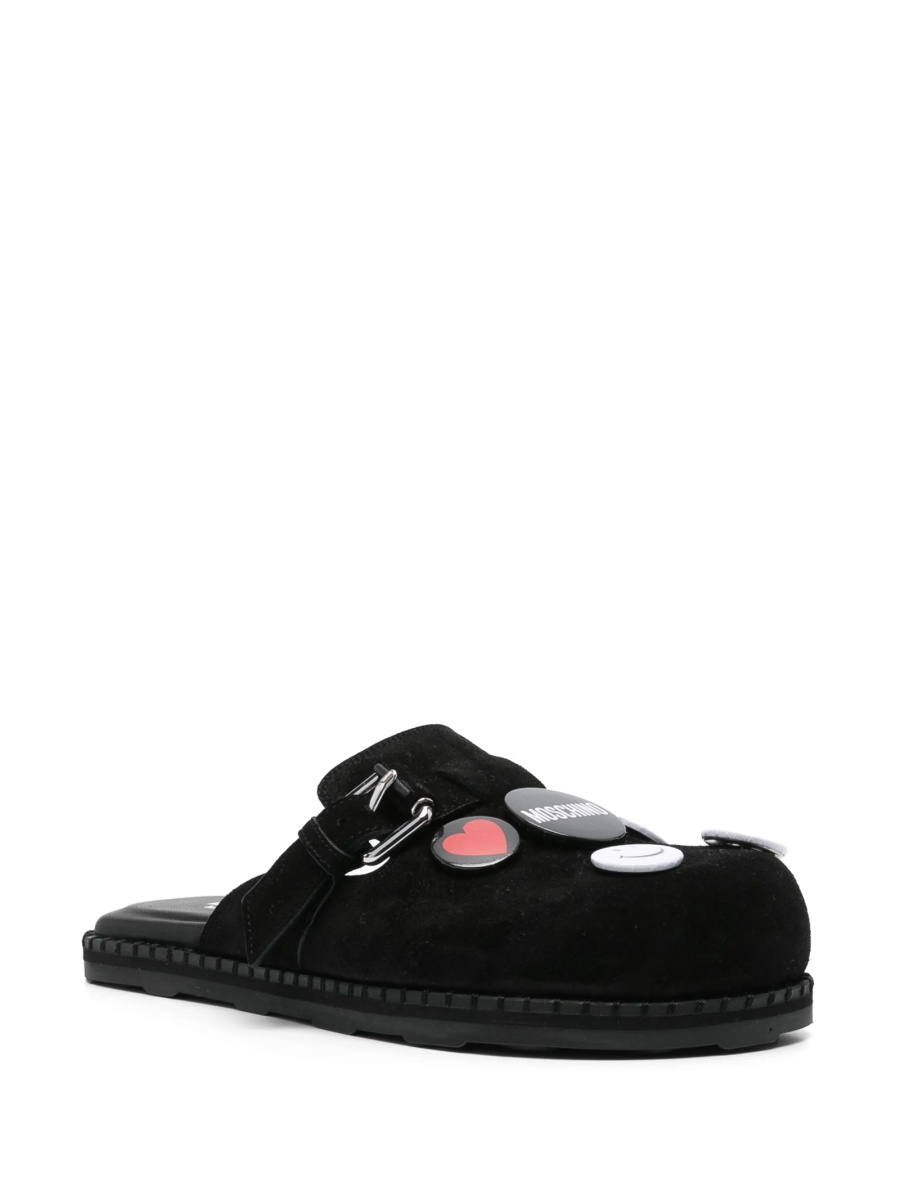 Papuci Moschino negri din piele intoarsa - Img 2