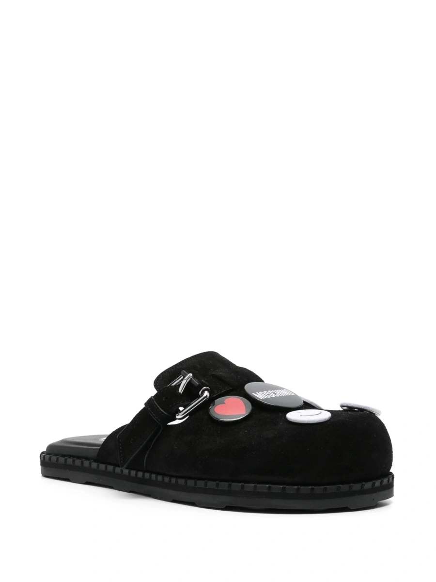 Papuci Moschino negri din piele intoarsa - Img 2