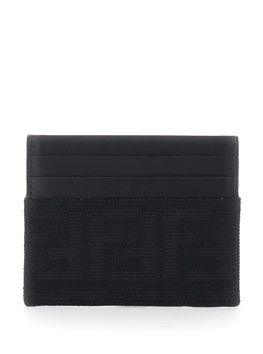 Portofel Fendi negru din piele si tesatura - Img 2