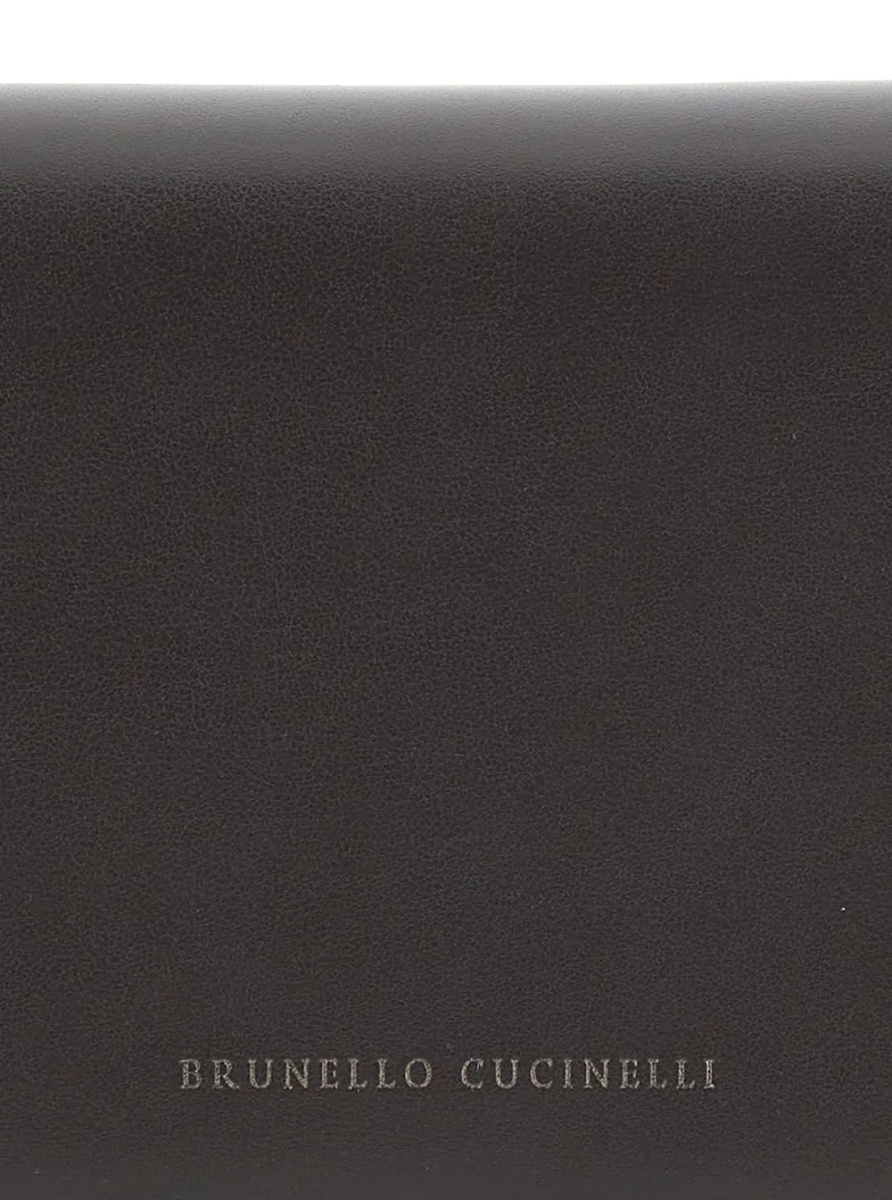 Portofele brown wallet with front logo lettering in leather Women - Img 3