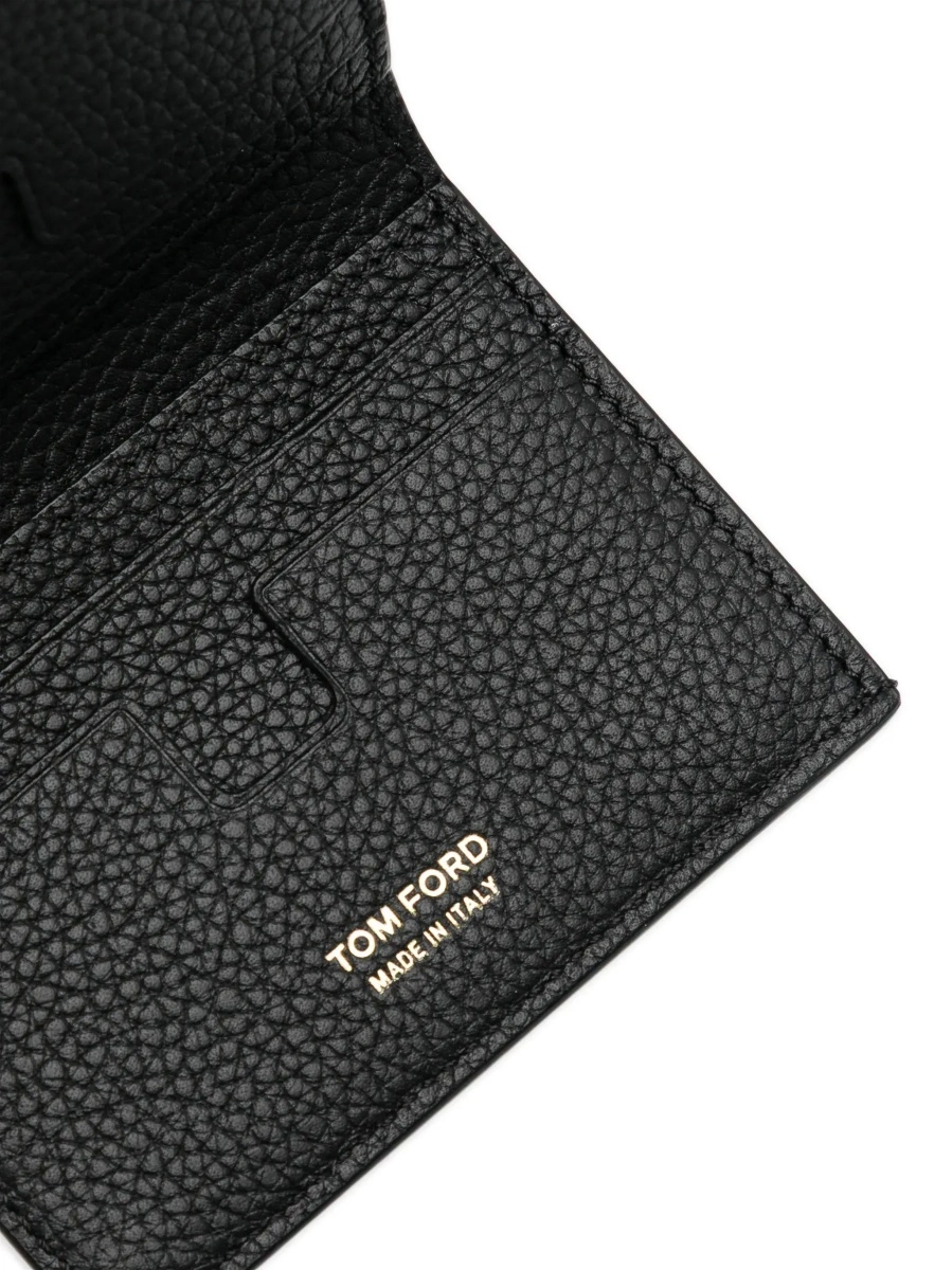Portofele Card holder with logo lettering embossed on the front in grained black leather for men - Img 5
