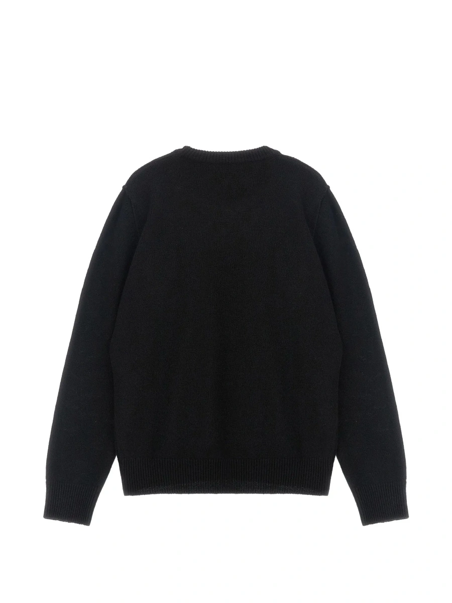 Pulover Black Crew neck sweater with logo patch on the sleeve in wool Boy - Img 4